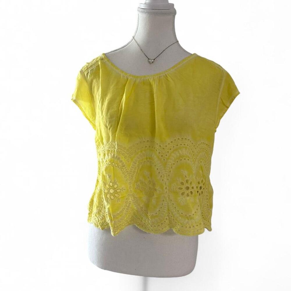 Abercrombie & Fitch Women’s Yellow Blouse Boho Casual Vibes Short Sleeve Size M - Picture 1 of 5